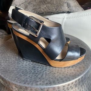Michael Kors black leather Wedge 8